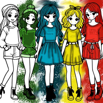 a group of five girls