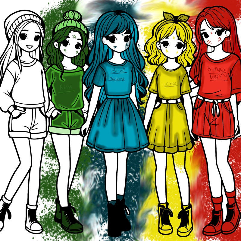 a group of five girls