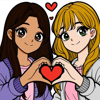 girls making heart with their hands