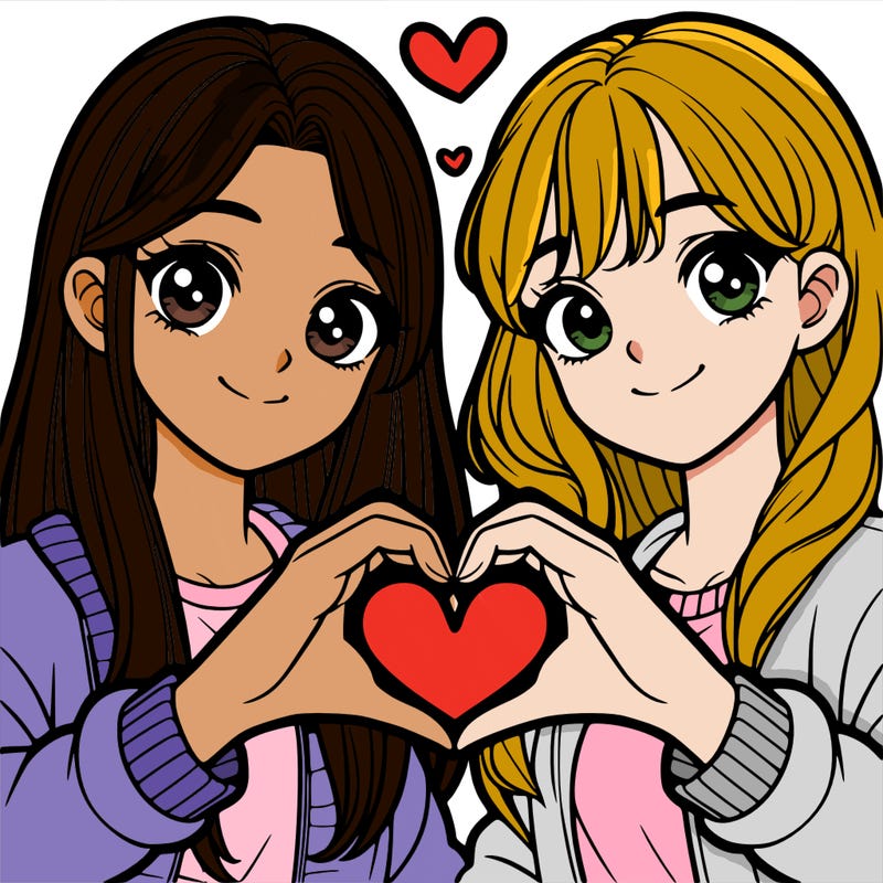 girls making heart with their hands