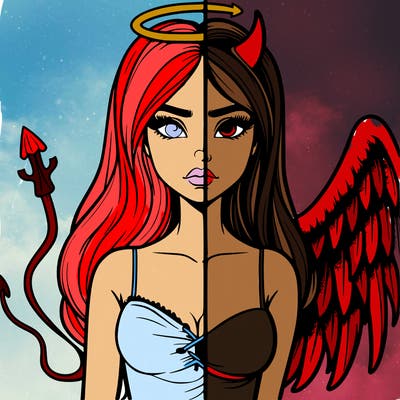 devil vs angel realistic girl