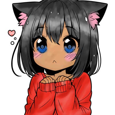 shy anime catgirl