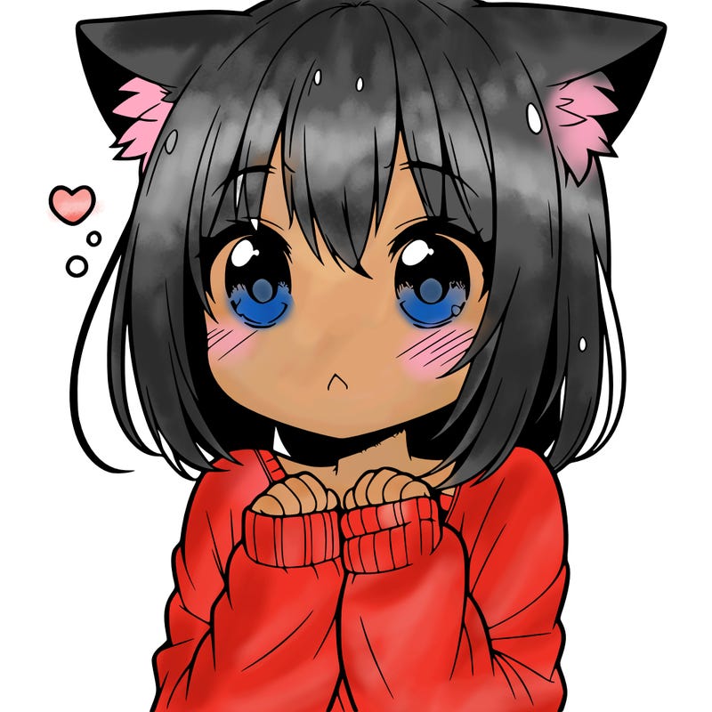 shy anime catgirl
