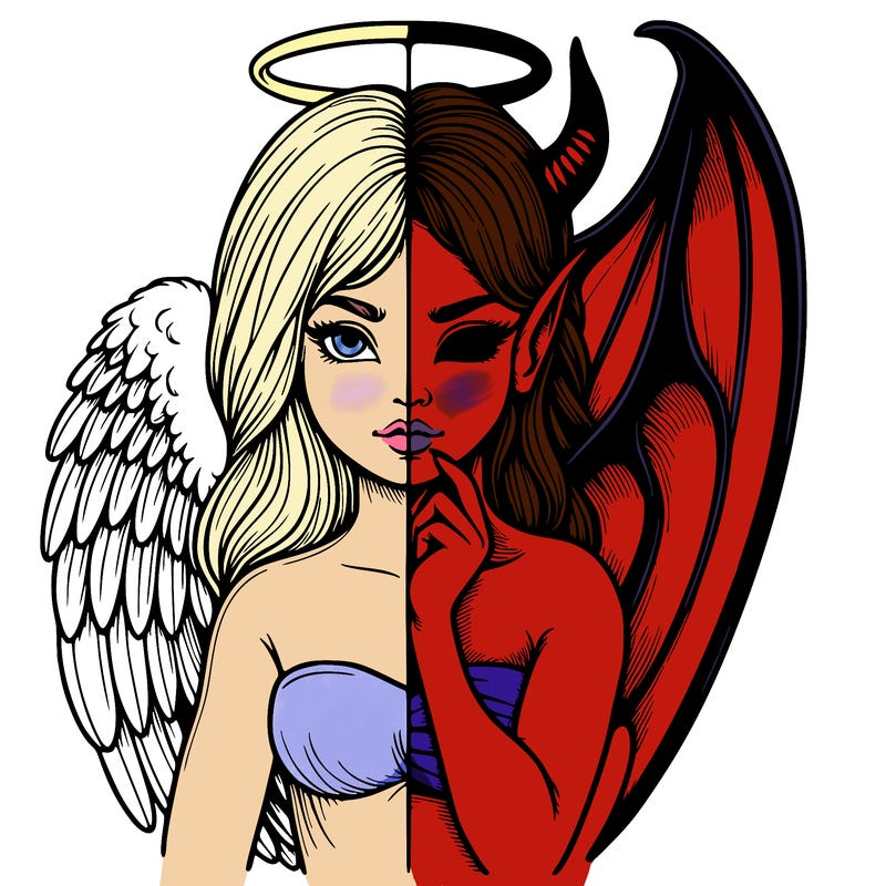 realistic angel half demon