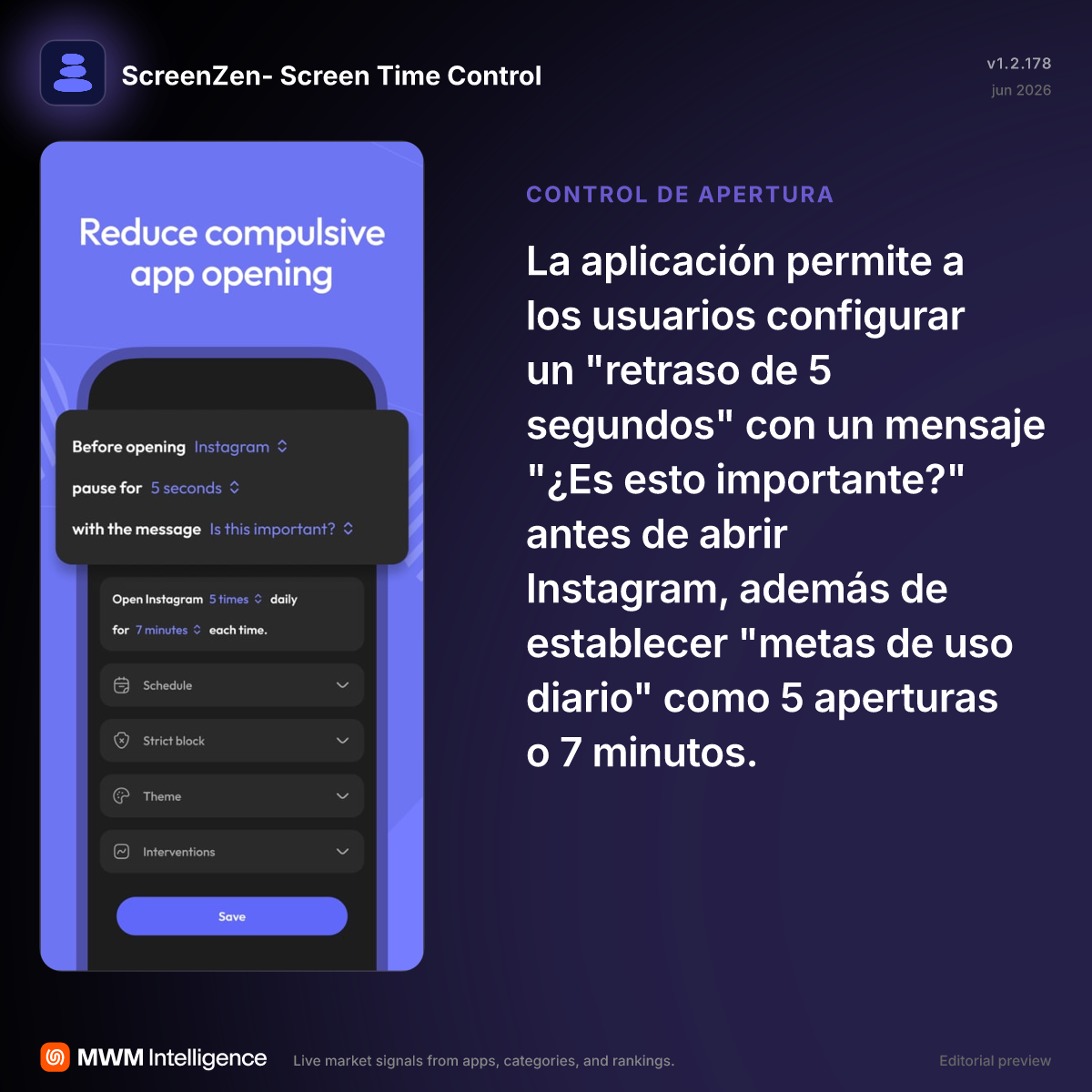 ScreenZen- Screen Time Control - App de Productividad | MWM