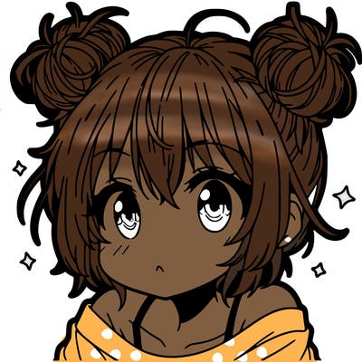 a manga girl with messy small buns