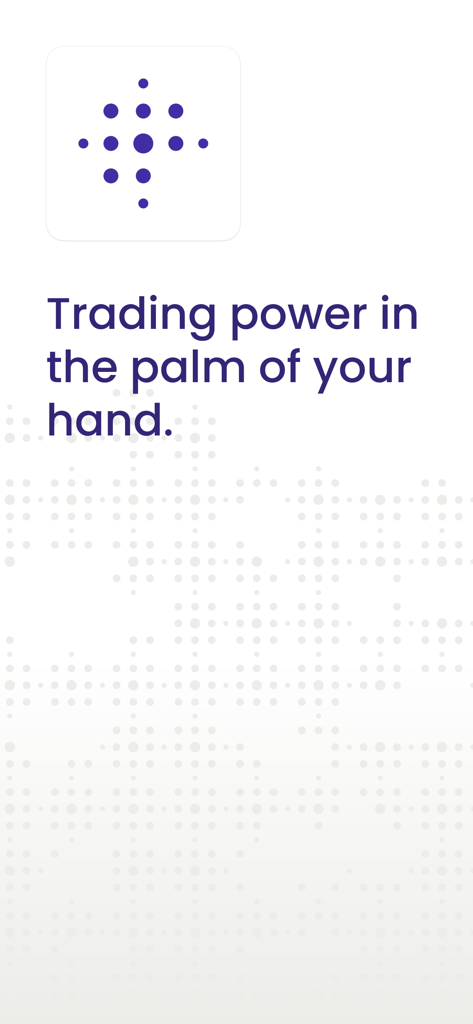 Enfusion Mobile splash screen with the text Trading power in the palm of your hand and the corporate logo