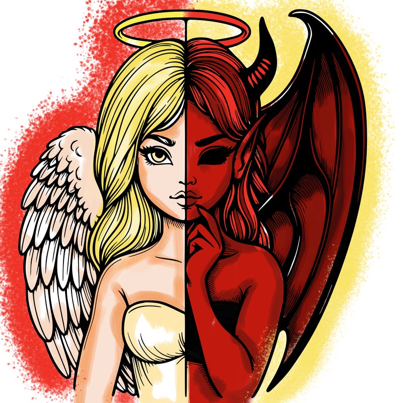 realistic angel half demon