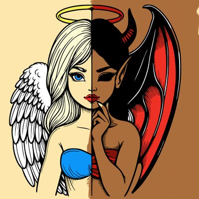 realistic angel half demon