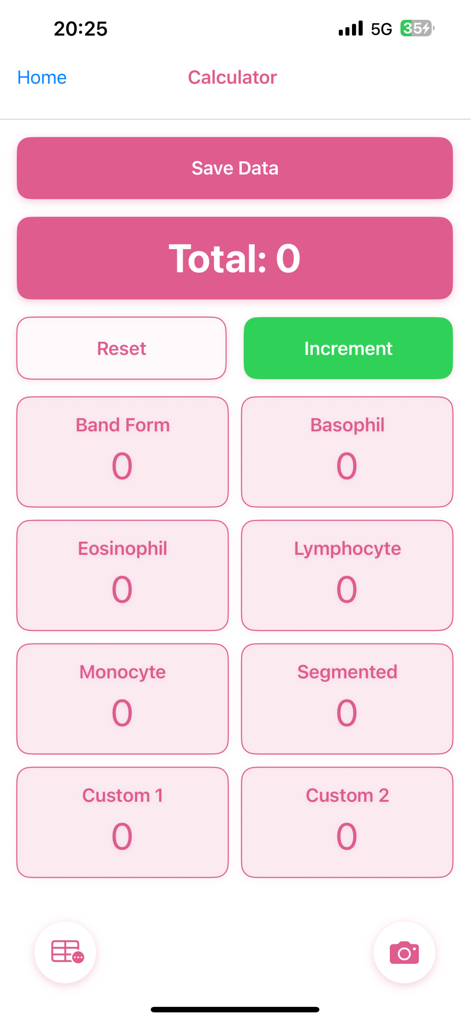 WBC Smart Lab - Interface of the WBC Smart Lab cell counter showing categories for different white blood cells