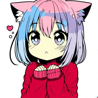 shy anime catgirl