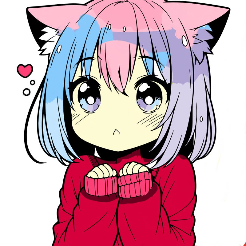 shy anime catgirl