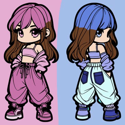 girl in crop top and baggy pants