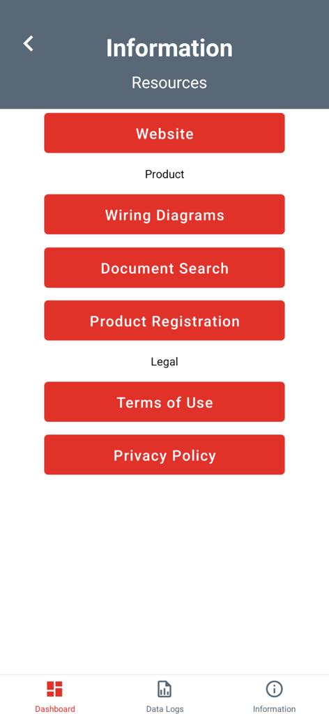 Rotork IQ3 Pro Actuator App - Pantalla de información de la aplicación Rotork IQ3 Pro con enlaces a diagramas de cableado y recursos del producto