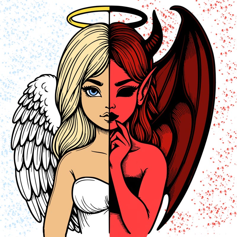 realistic angel half demon