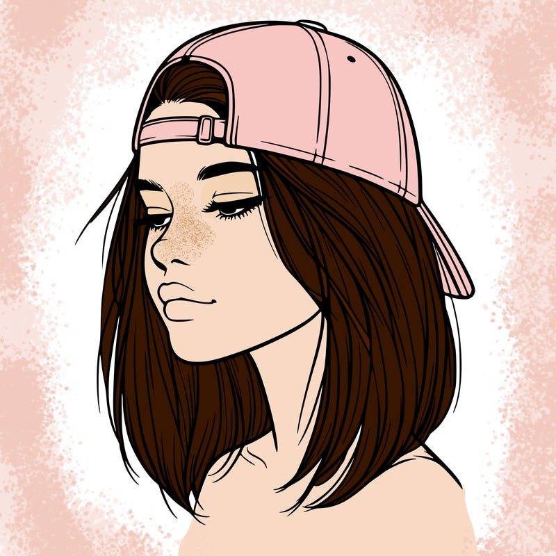 realistic  girl with a backwards hat