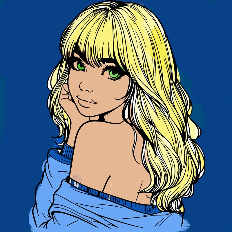 realistic girl with bangs looking over her shoulder