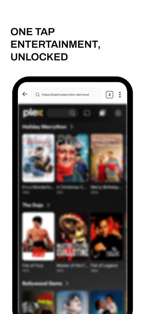 UniTV Player: Browse Movies - Um smartphone mostrando a interface do aplicativo UniTV Player com um site de streaming de filmes e vários pôsteres de filmes exibidos.