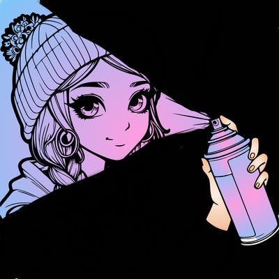 realistic girl spray painting