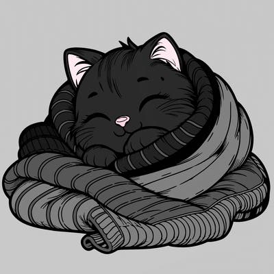 realistic cozy cat in a blanket