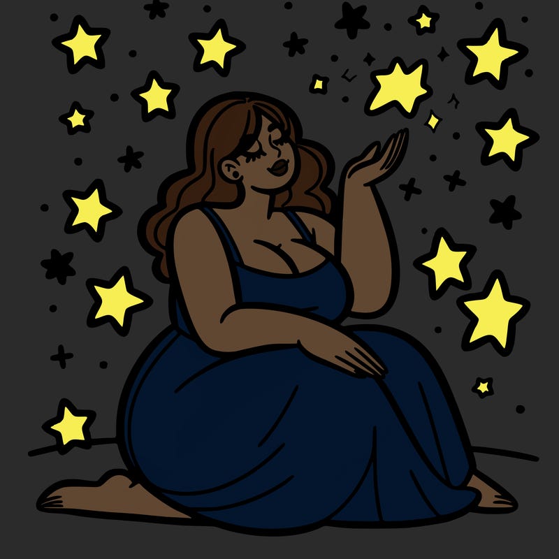 plus size woman looking at stars