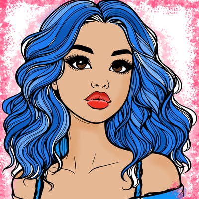 realistic girl with wavy hair and lips