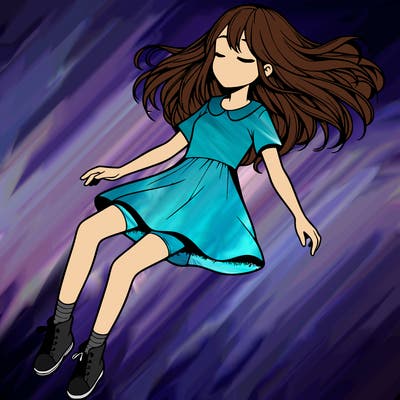 realistic girl floating