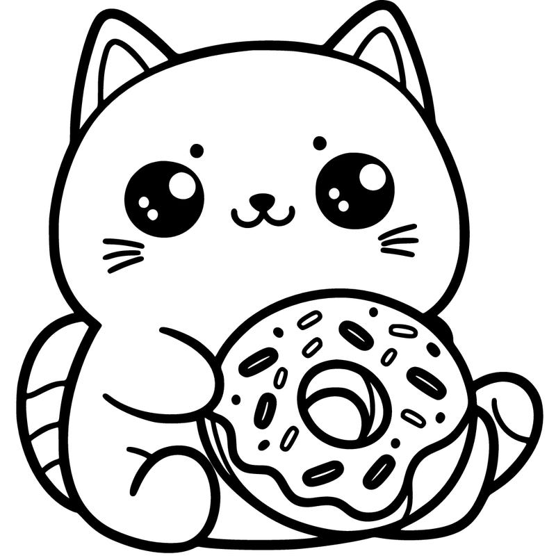 a cat with a donut