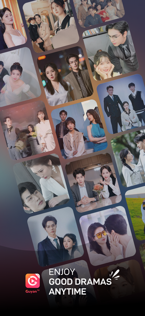 GuyanTV - Movies & Dramas - A collage of scenes from romantic and dramatic short series available on the GuyanTV app