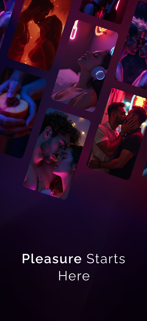 Bang: Erotic Sex Stories App - Sensual collage of couples and woman with headphones for Bang erotic audio stories app