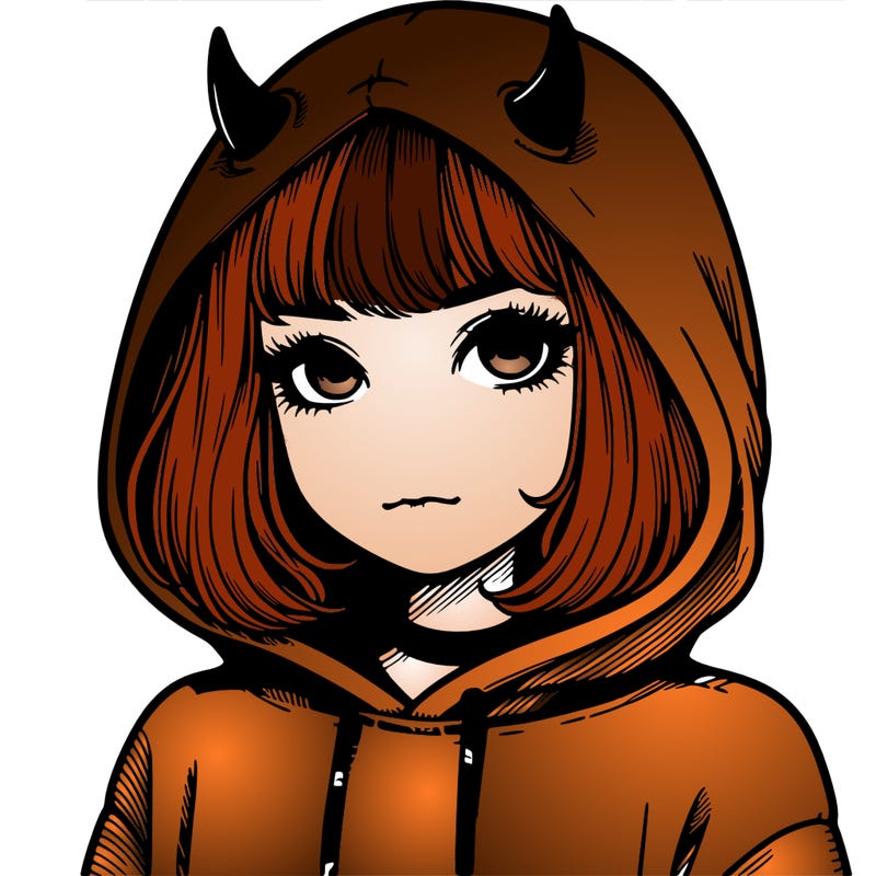 realistic girl with devil hoodie