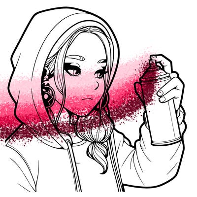 a realistic girl, spray painting