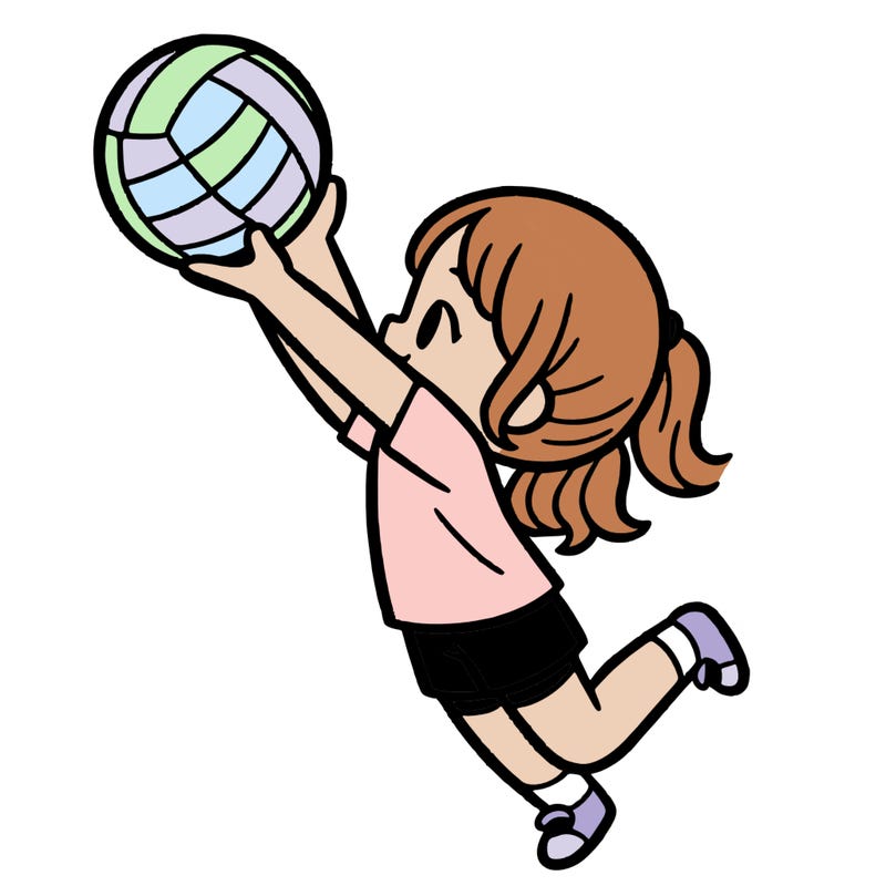 a girl hitting a volleyball.