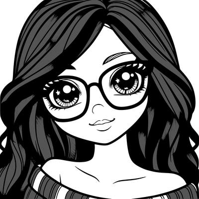 girl with beautiful eyes, hair, and glasses