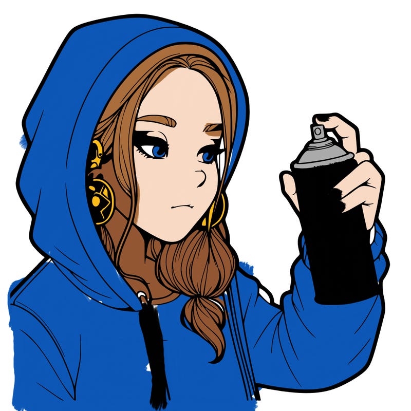 a realistic girl, spray painting