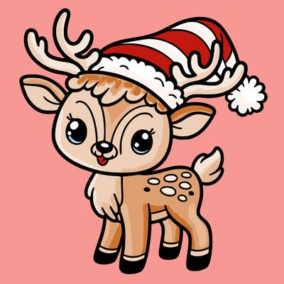 christmas reindeer with santa hat