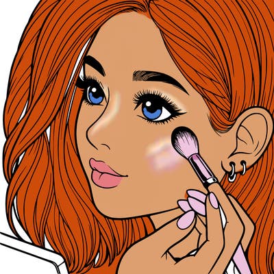 a realistic girl doing her makeup