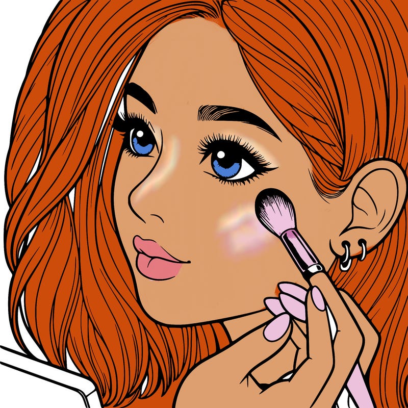 a realistic girl doing her makeup