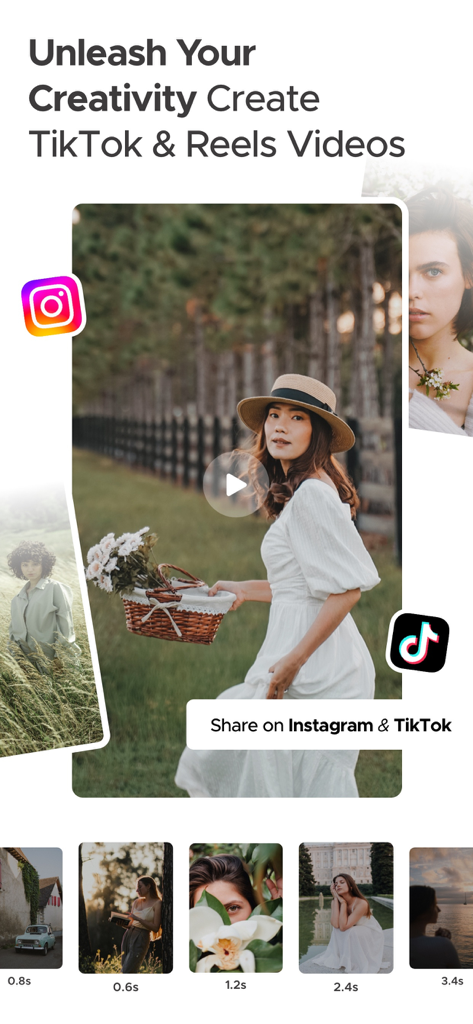 Ästhetische Videoerstellungsoberfläche für Instagram Reels und TikTok in der Tuval-App