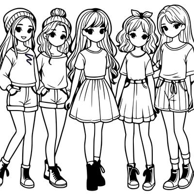 a group of five girls