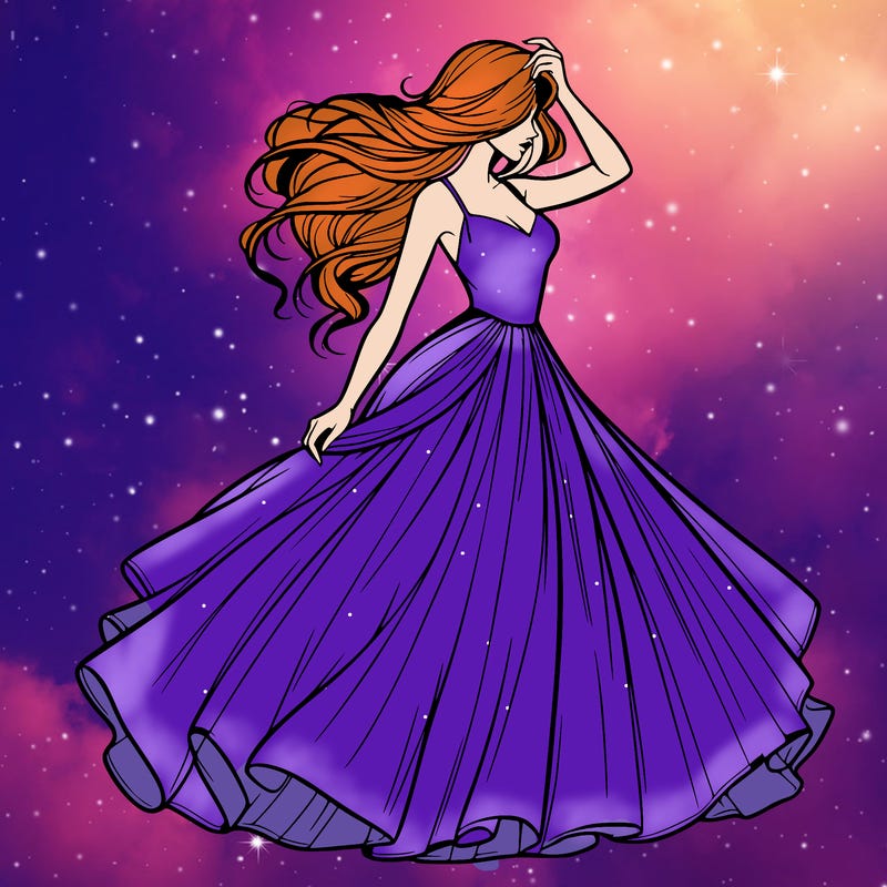 realistic woman with dress flowing in the wind