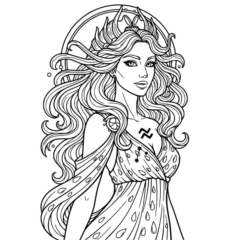 zodiac sign goddess aquarius head to shoulders