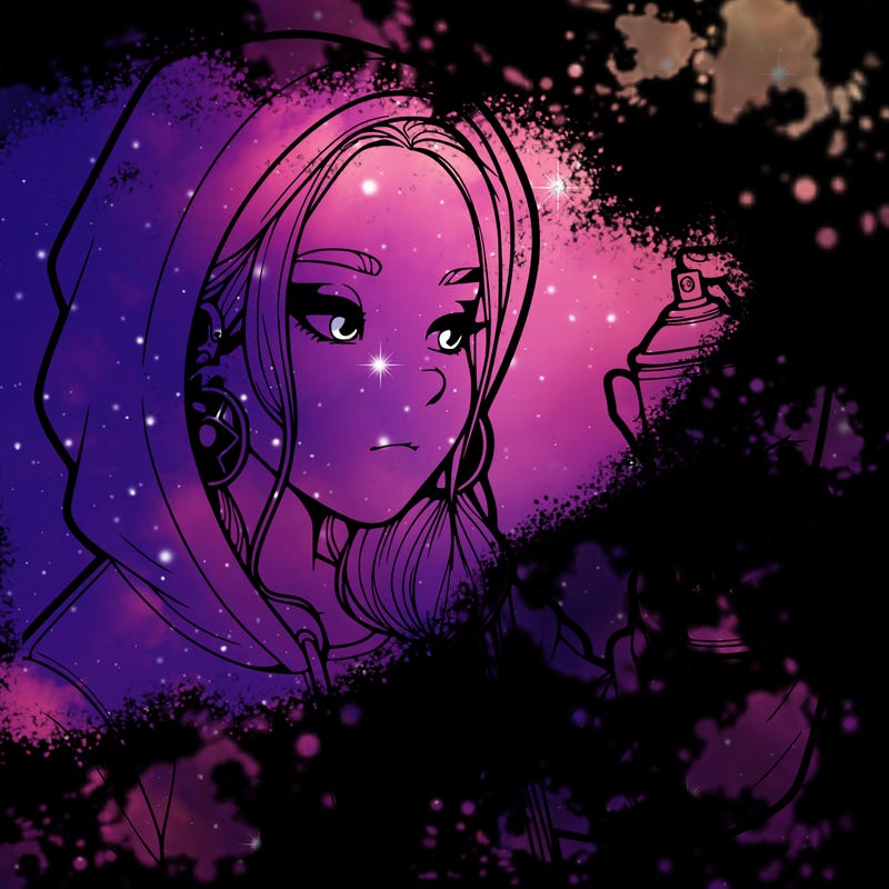 a realistic girl, spray painting