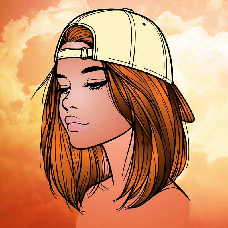 realistic  girl with a backwards hat