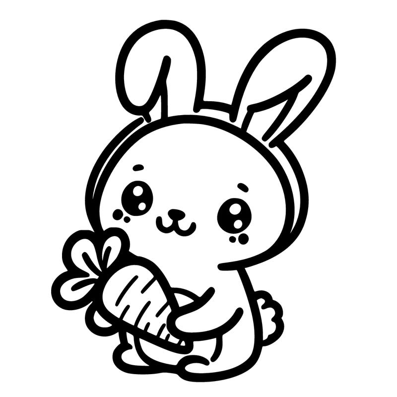 cute easter bunny holding a carrot