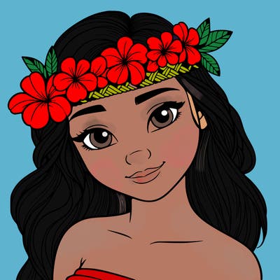 a realistic hawaiian girl with a head band of flowers on her head