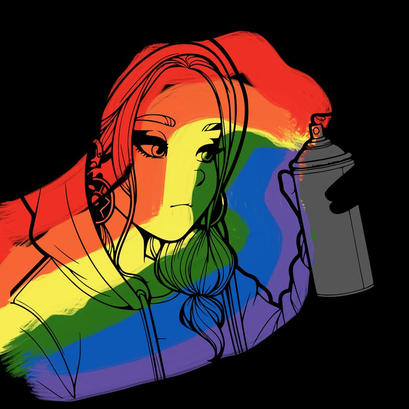 a realistic girl, spray painting