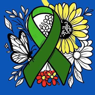 cancer awareness symbol with flowers and butterflies