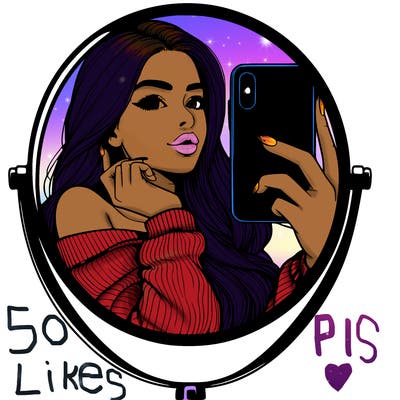 realistic girl taking mirror selfie beautiful