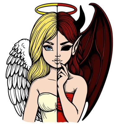 realistic angel half demon